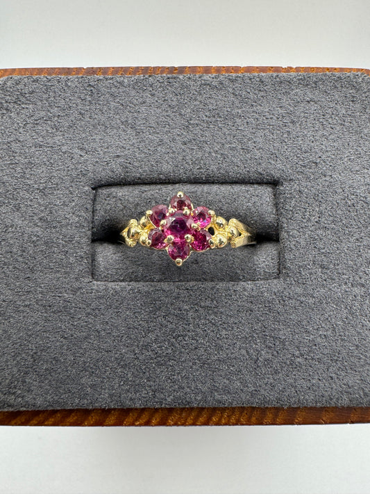 9ct gold ruby cluster ring