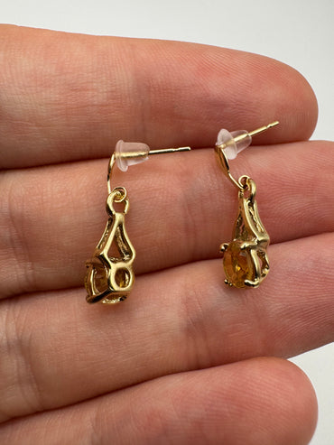9ct gold citrine earrings