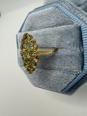 9ct gold peridot navette ring