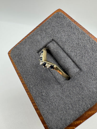 9ct gold sapphire and diamond wishbone ring
