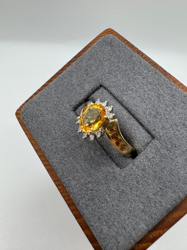 9ct gold citrine and diamond ring