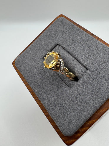 9ct gold citrine and diamond ring