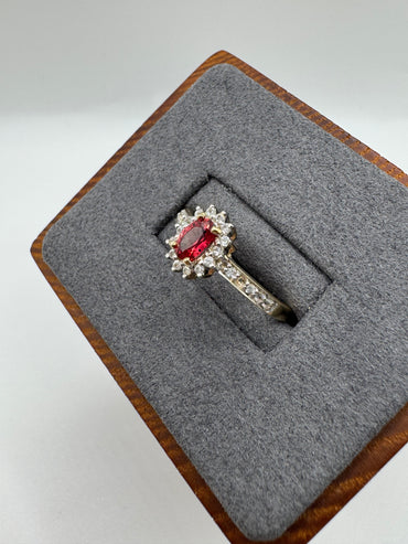 9ct gold spinel and diamond ring