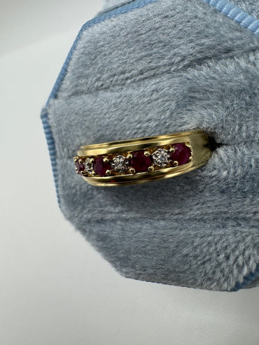9ct gold ruby and diamond ring