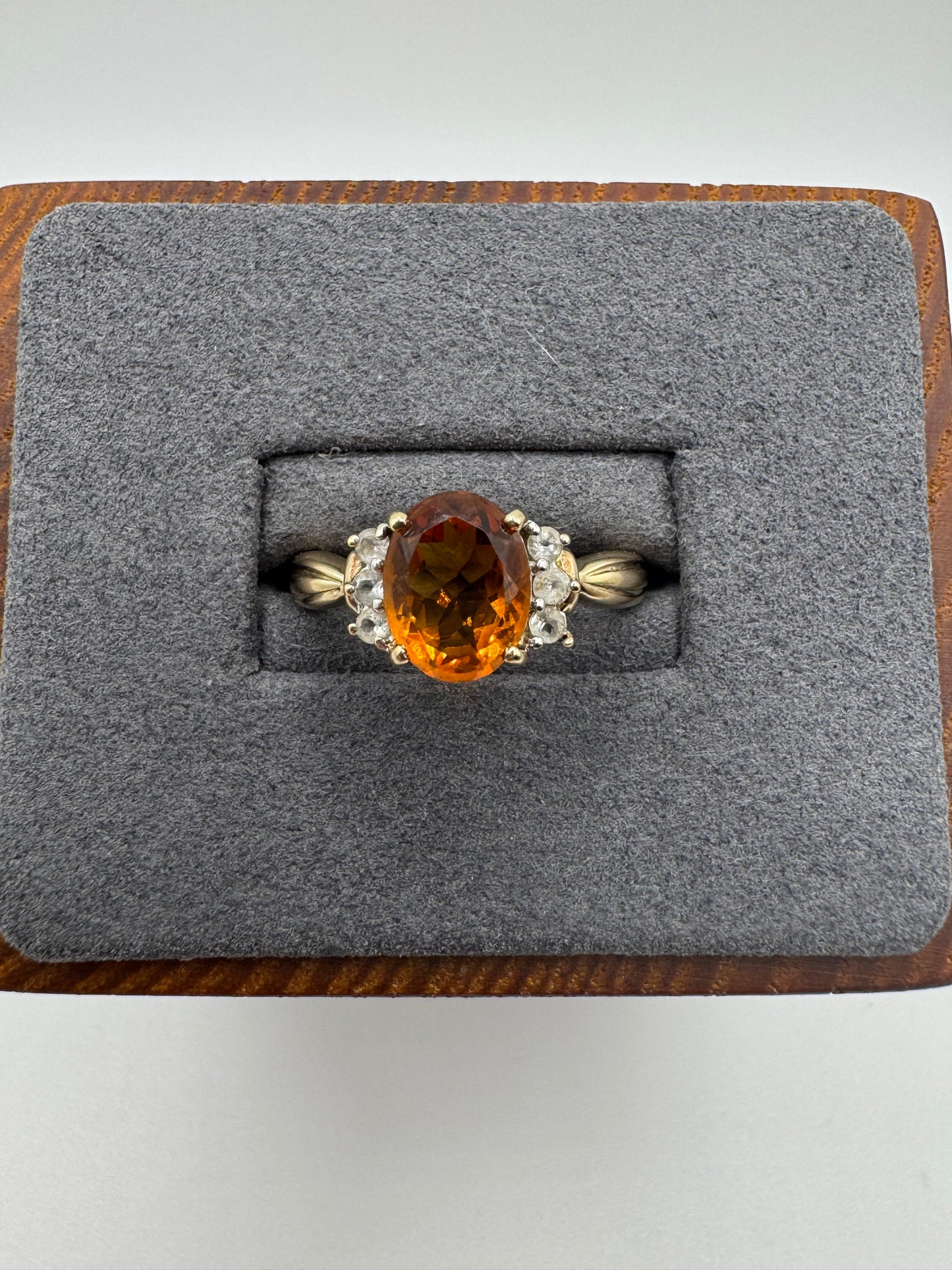 9ct gold citrine and zircon ring