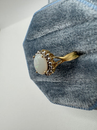 9ct gold opal and diamond ring