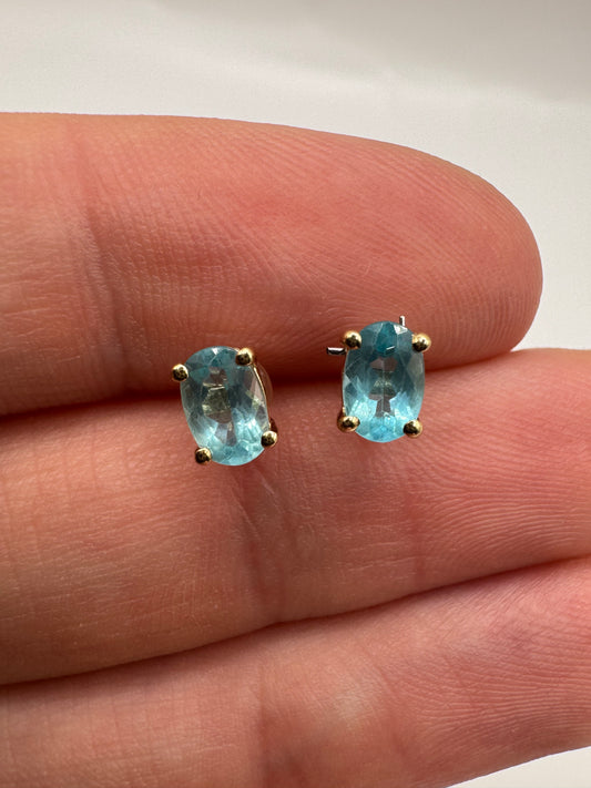 9ct gold blue zircon earrings