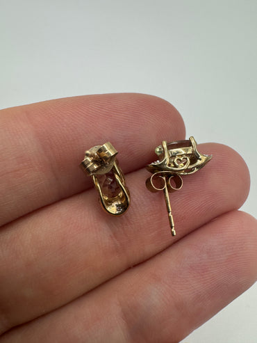 9ct gold quartz and diamond earrings