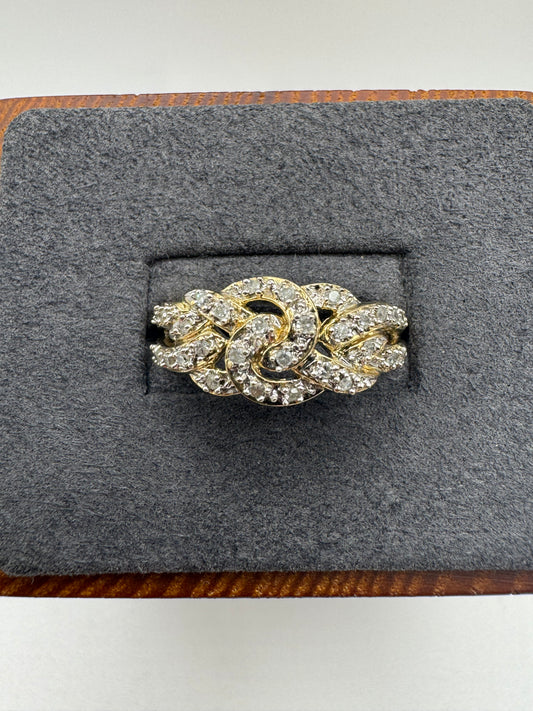 9ct gold diamond knot ring