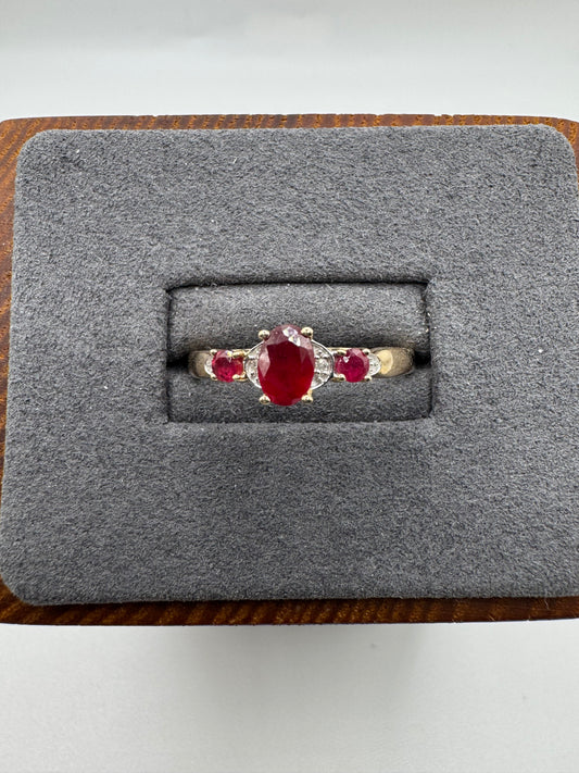9ct gold ruby and diamond ring