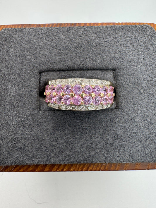 9ct gold pink topaz and diamond ring