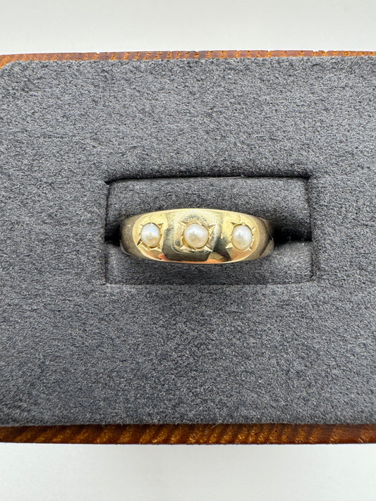 RESERVED 9ct gold pearl gypsy ring