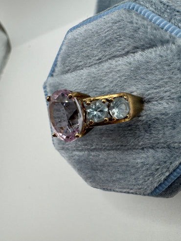 9ct gold morganite and topaz ring