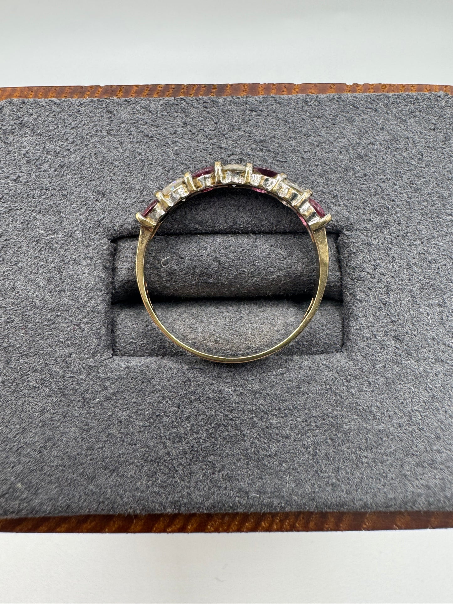 9ct gold ruby and cz ring