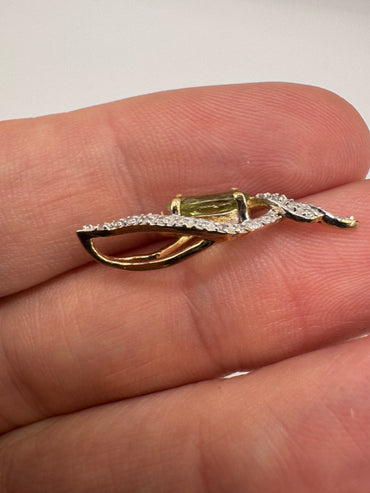 9ct gold tourmaline and diamond pendant