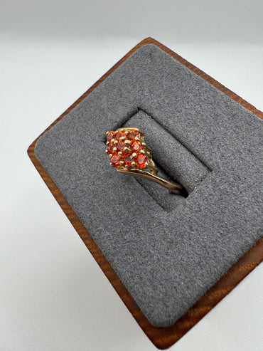 9ct gold fire opal cluster ring