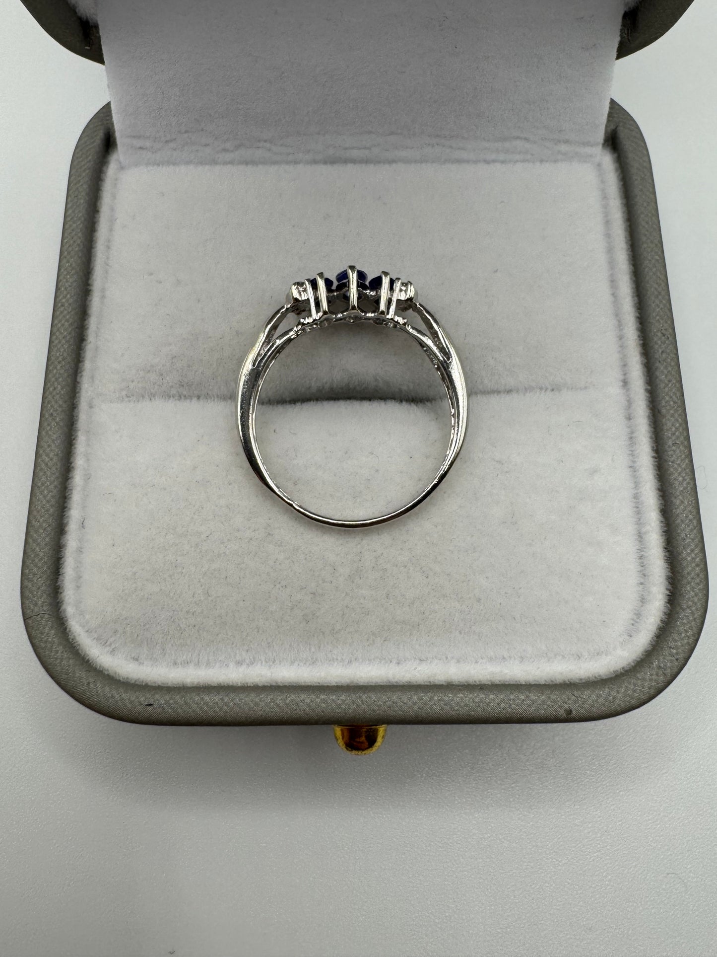 9ct white gold tanzanite and diamond ring