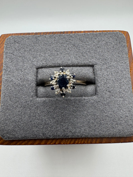 9ct gold sapphire and diamond ring