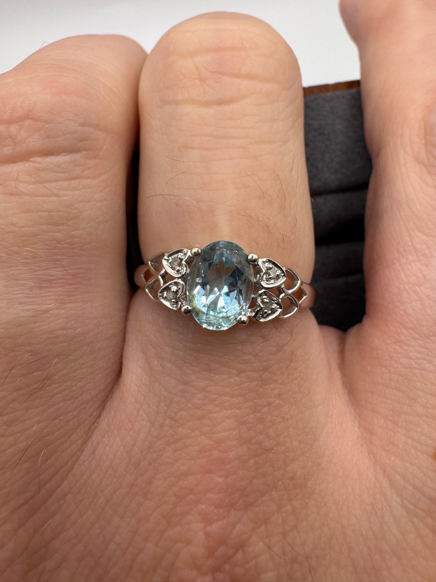 9ct white gold topaz and diamond ring
