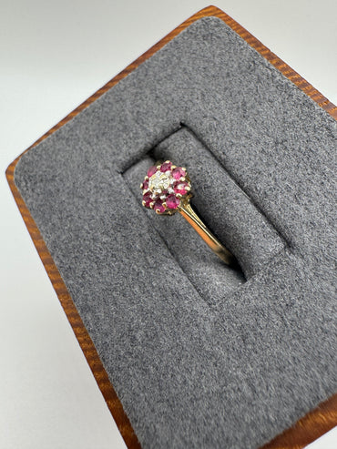 9ct gold ruby and diamond ring