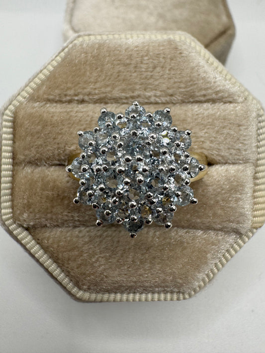 9ct gold aquamarine cluster ring