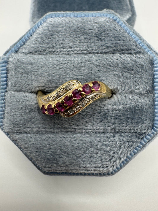 9ct gold ruby and diamond ring