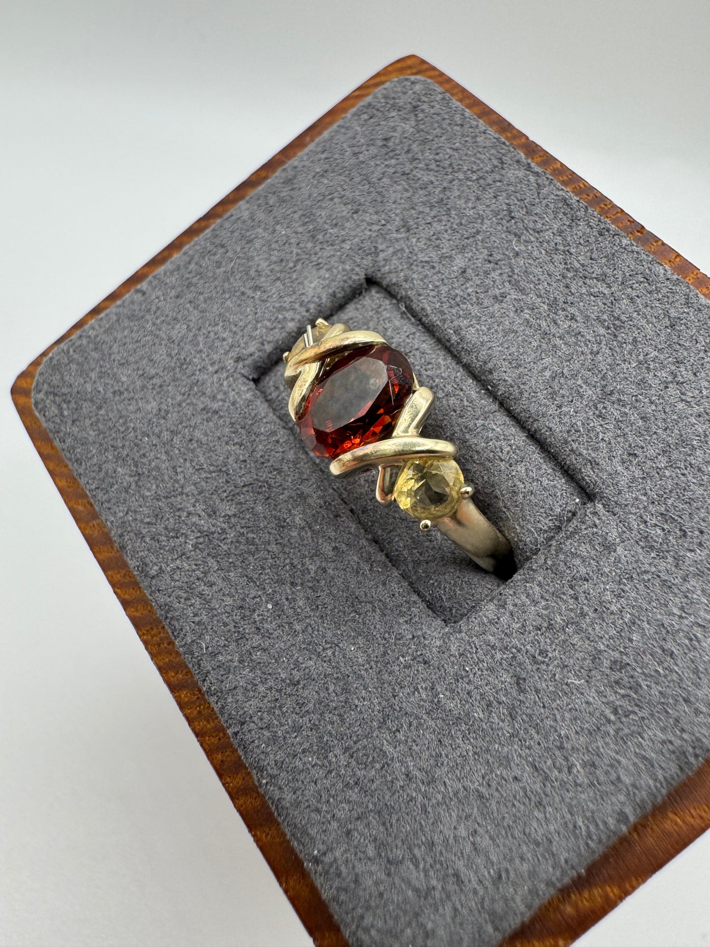 9ct gold orange and yellow sapphire ring