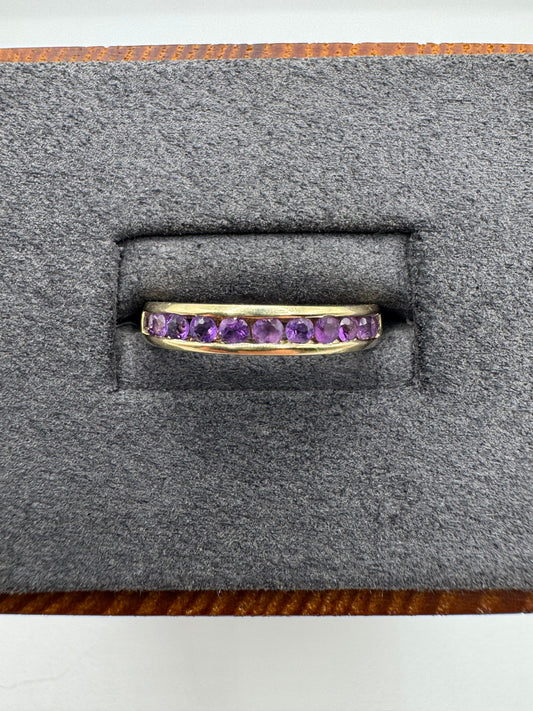 9ct gold amethyst half eternity ring