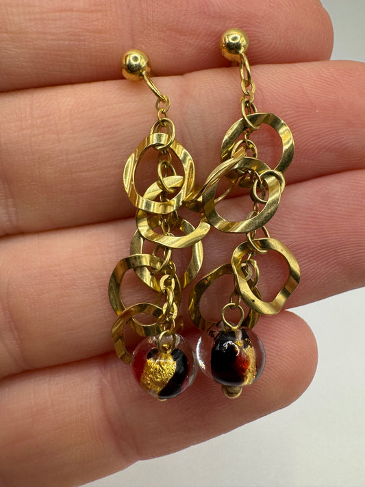 9ct gold enamelled earrings