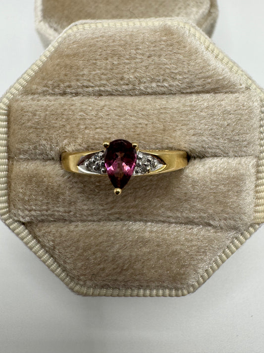 9ct gold tourmaline and diamond ring