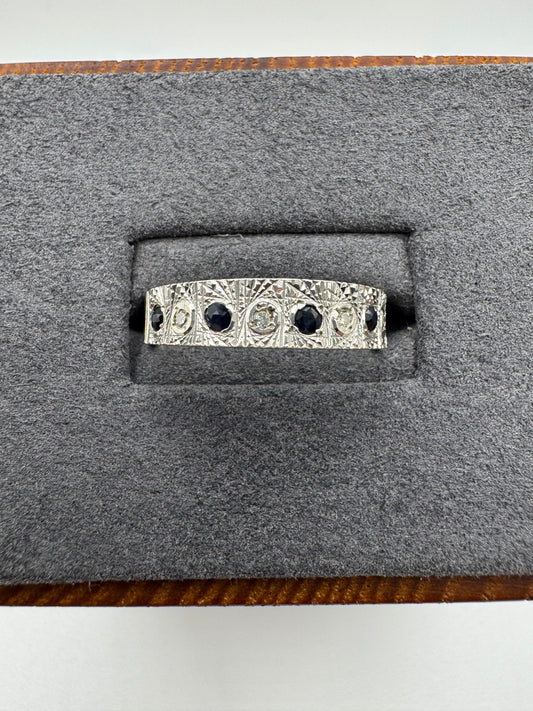 9ct white gold sapphire and diamond ring