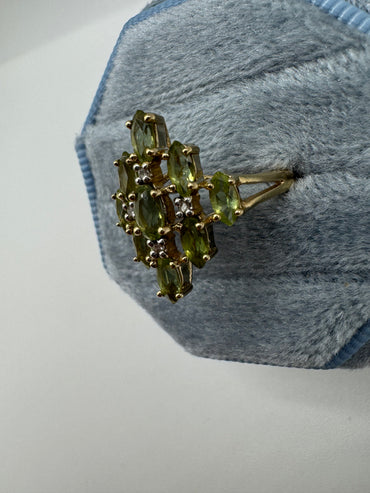 9ct gold quartz and diamond ring