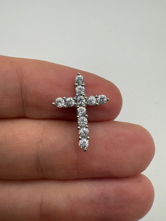 9ct white gold cz cross pendant
