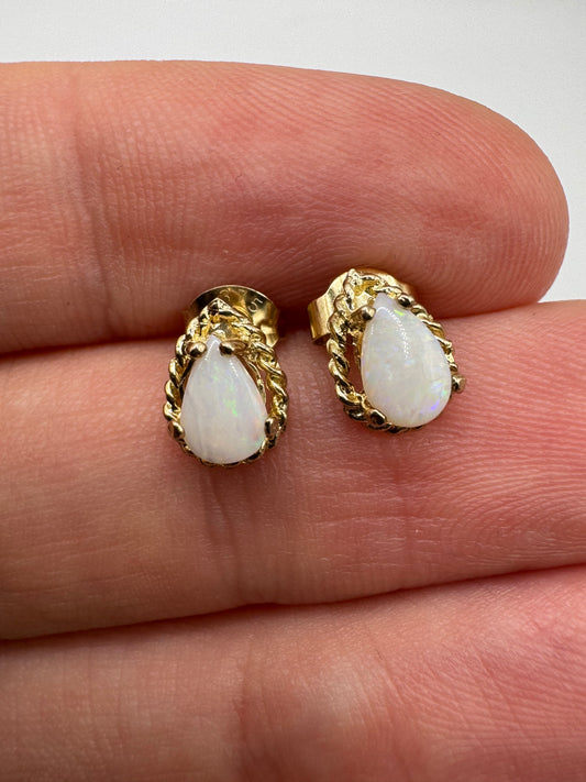 9ct gold opal earrings
