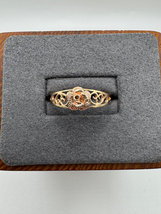 9ct rose gold rose ring