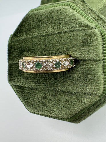 9ct gold emerald and diamond full eternity ring