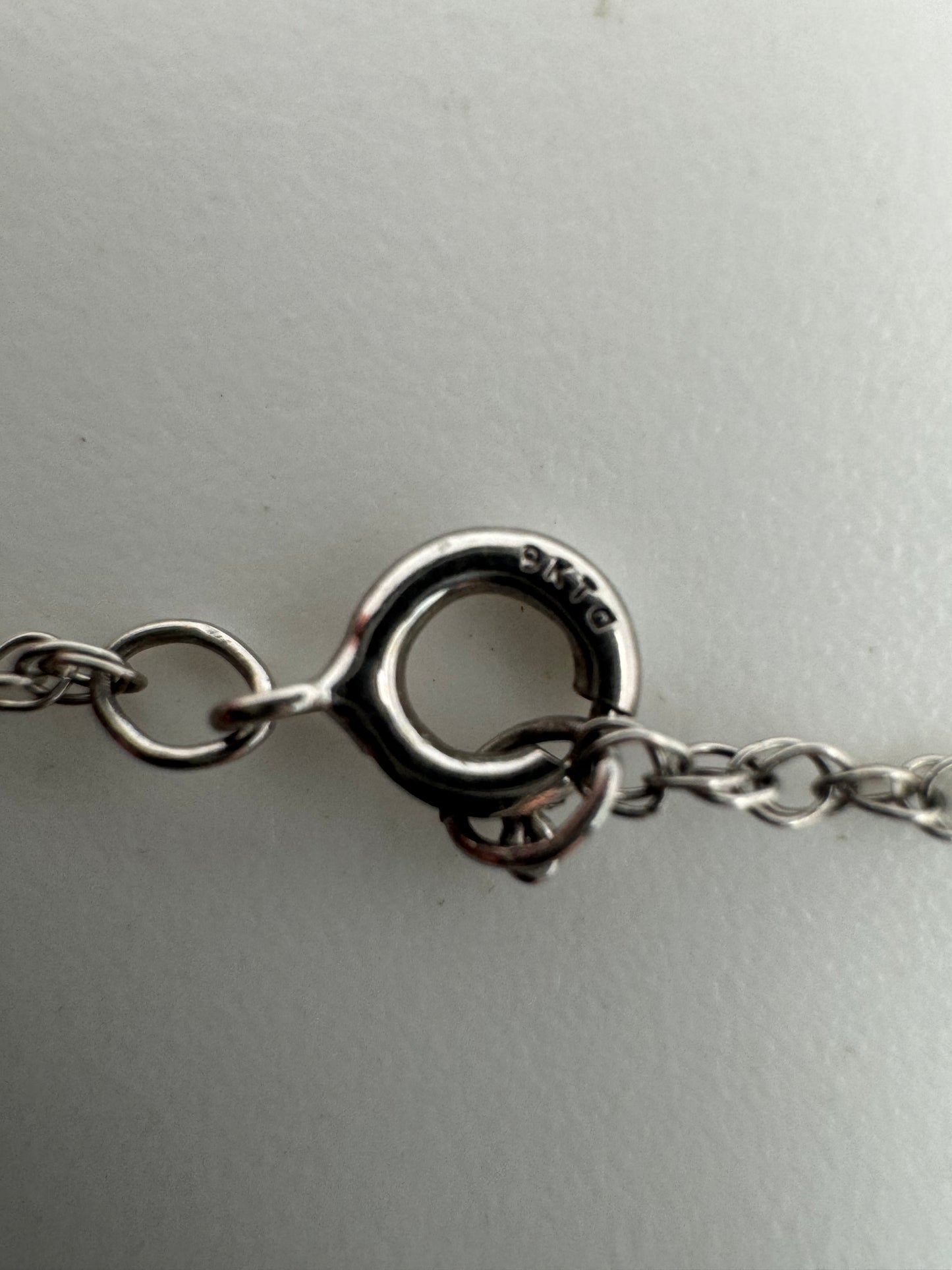 Heavy 9ct white gold diamond heart necklace