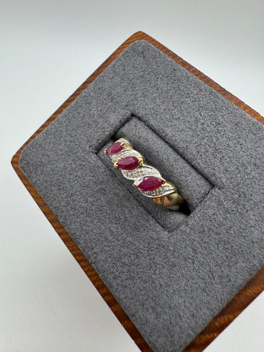 9ct gold ruby and diamond ring