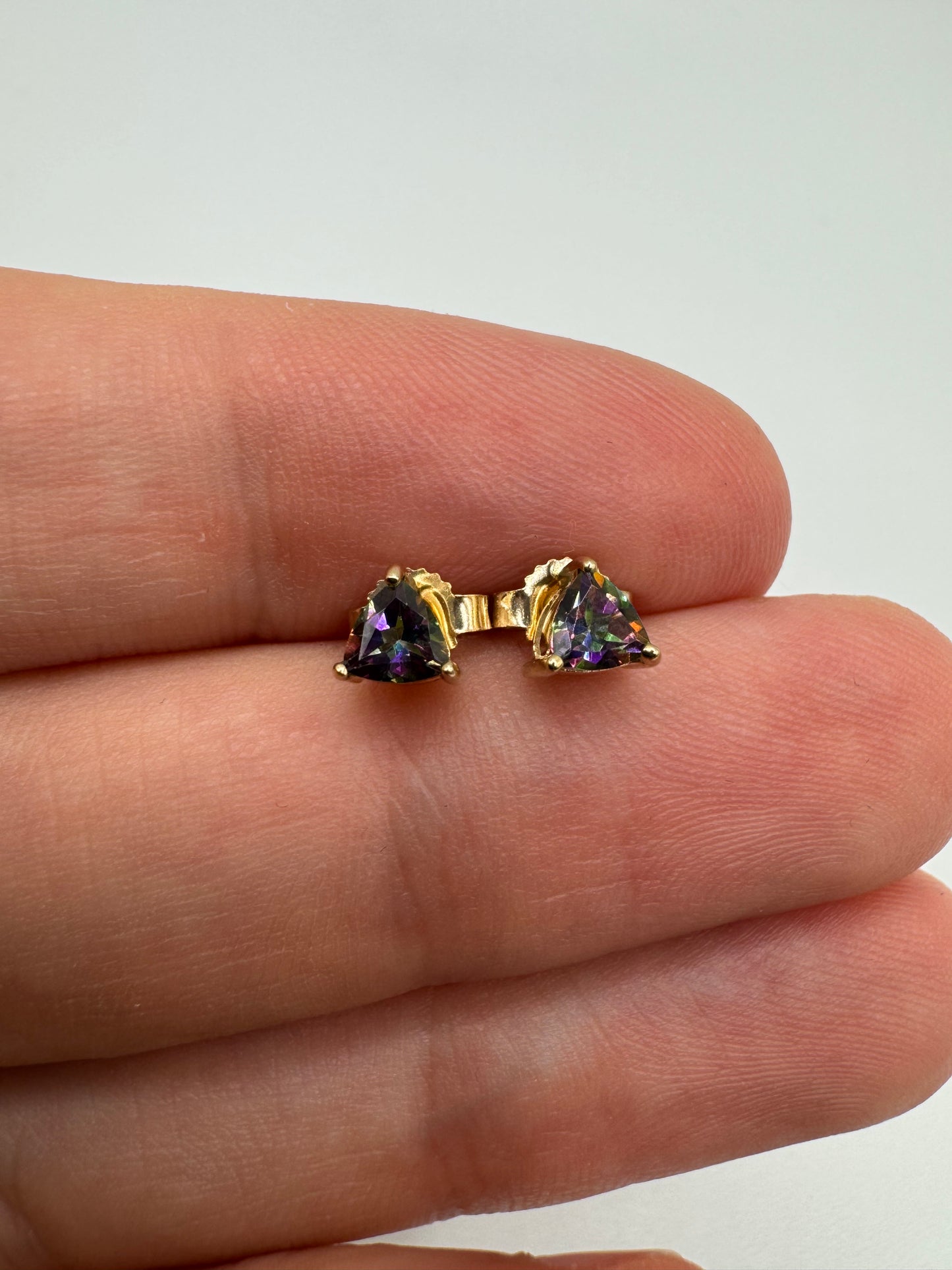 9ct gold mystic topaz earrings