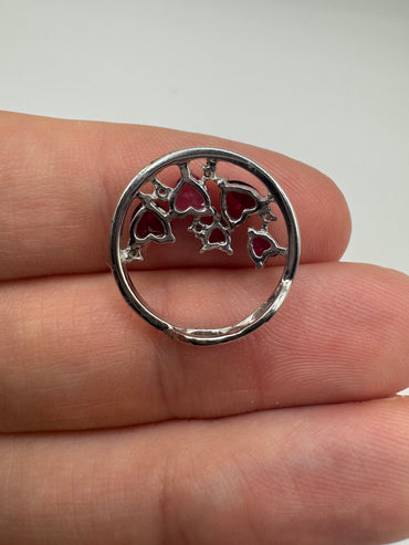 9ct white gold multi-gem and diamond pendant