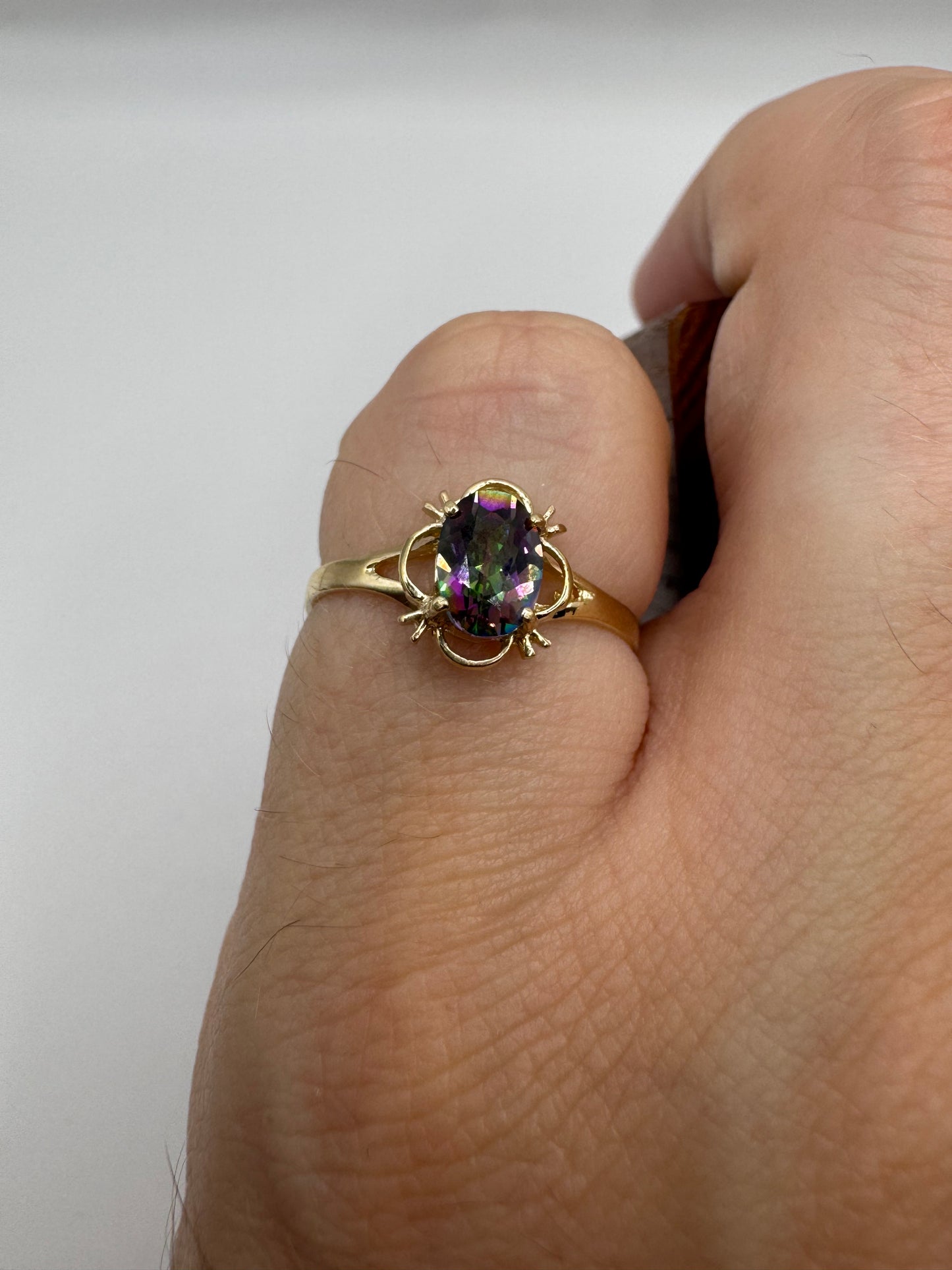 9ct gold mystic topaz ring