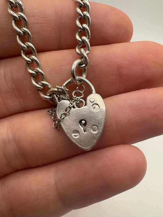 Silver padlock bracelet