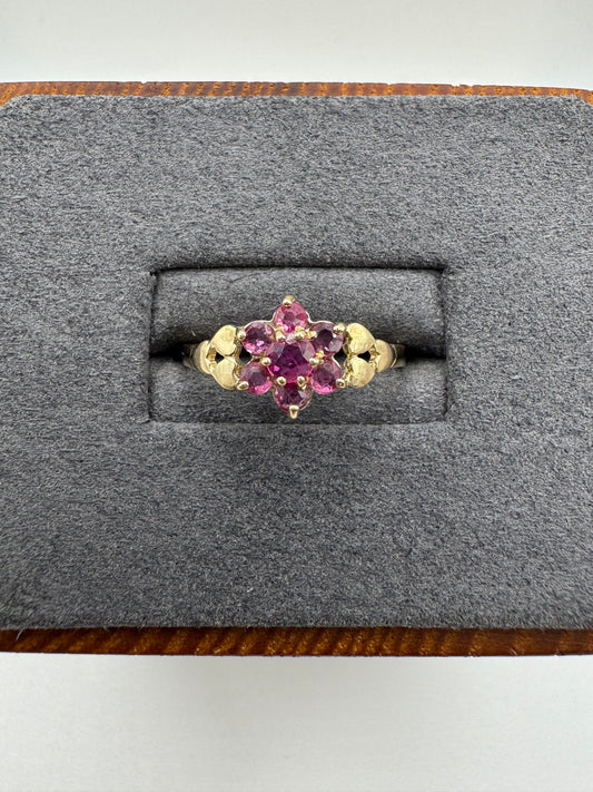 9ct gold ruby cluster ring