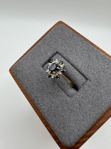 9ct gold sapphire and diamond ring