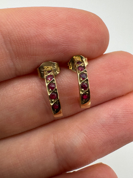 9ct gold ruby earrings