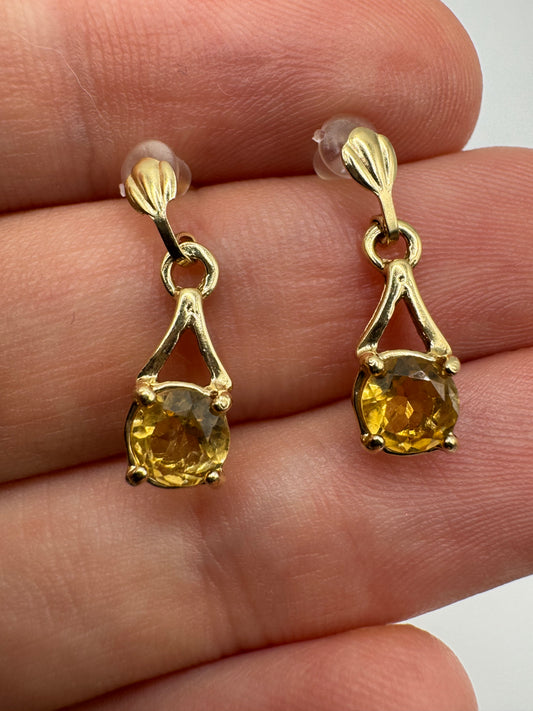 9ct gold citrine earrings