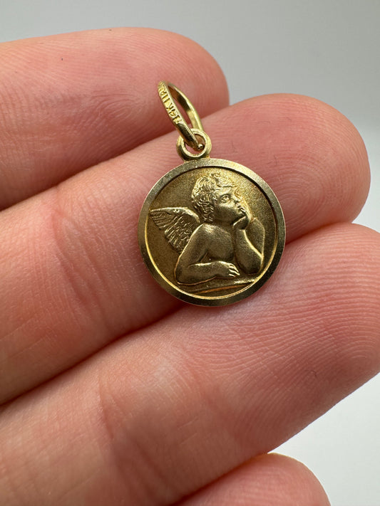 14ct gold angel medallion charm