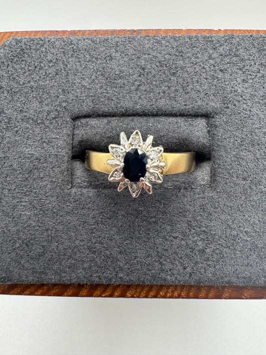 9ct gold sapphire and diamond ring