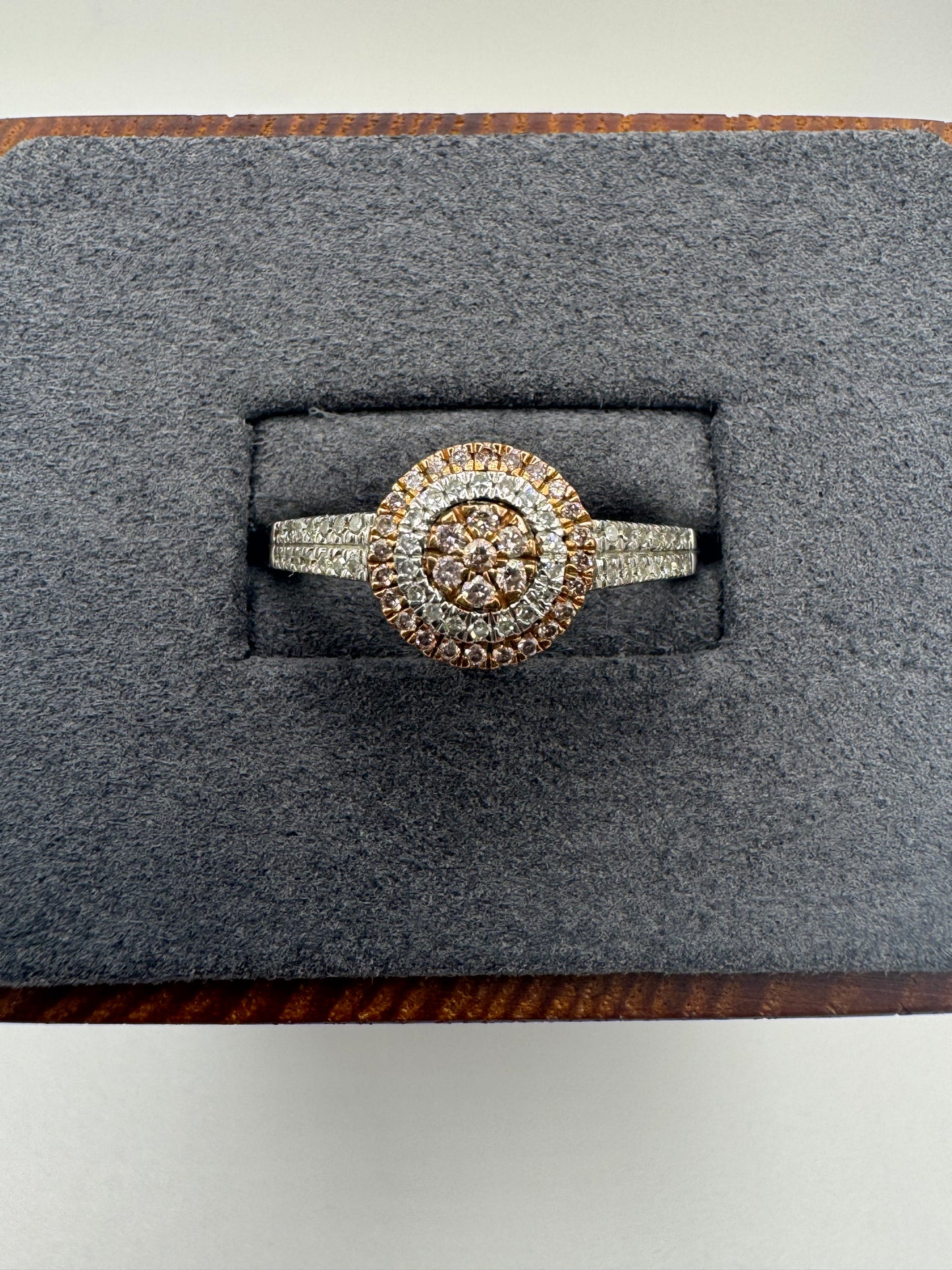 9ct two-tone gold diamond cluster ring
