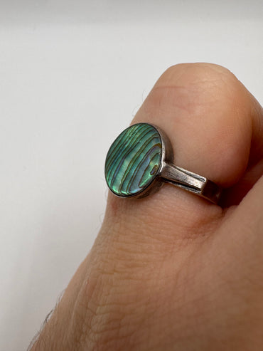 Silver abalone ring
